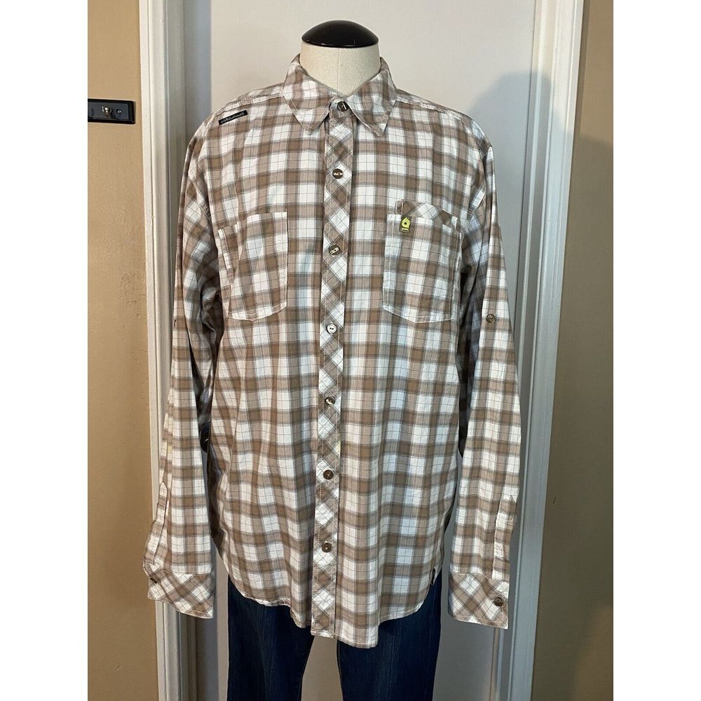AKDMKS Akademiks Men's Brown Plaid Long Sleeve Button‎ Up Shirt Size XL